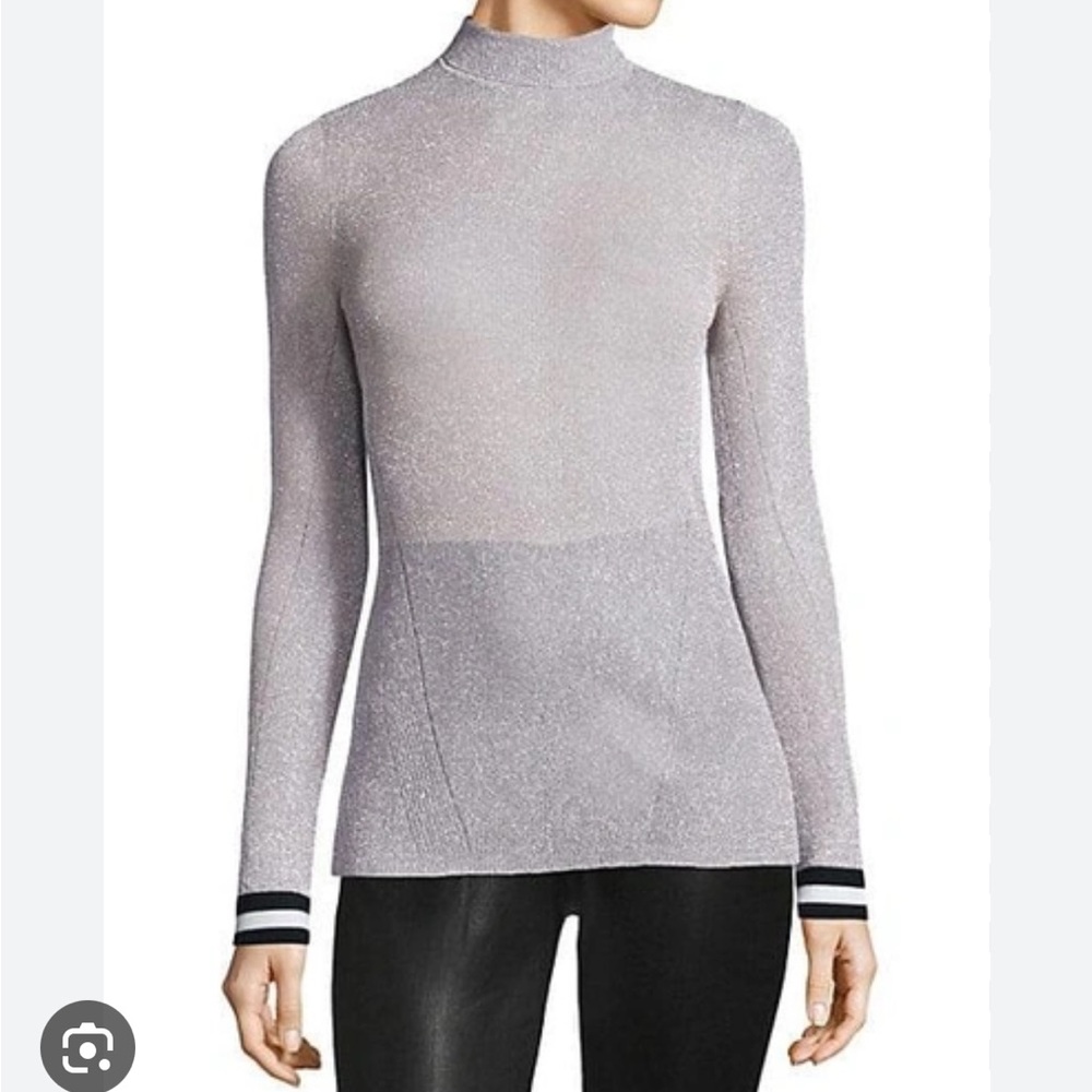 Rag and bone priya lurex long sleeves knit top sweater silver shimmer glitter